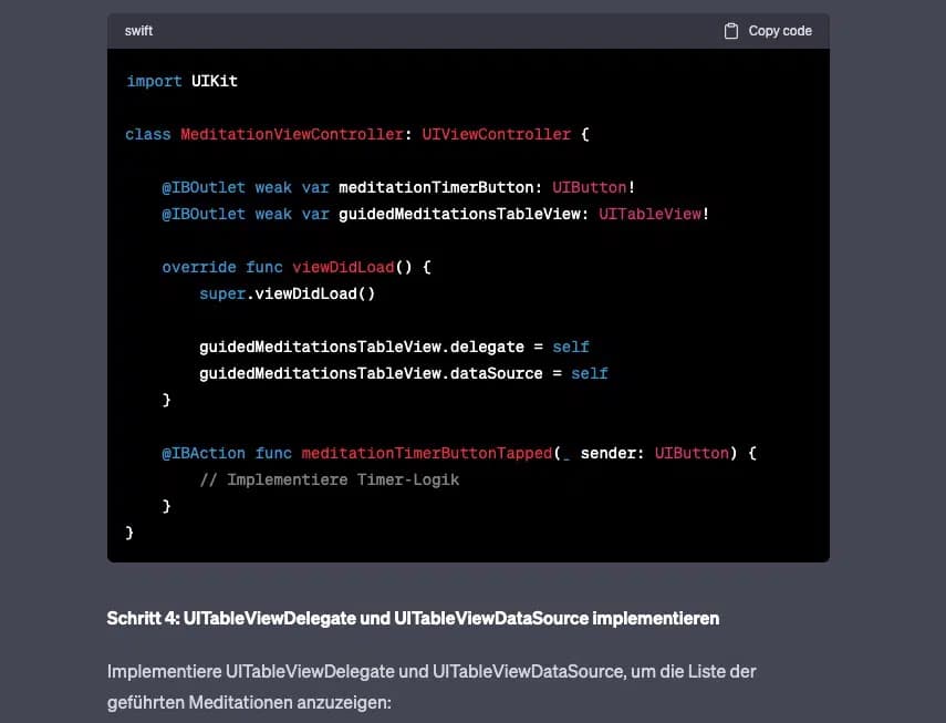 ChatGPT App-Entwicklung Details