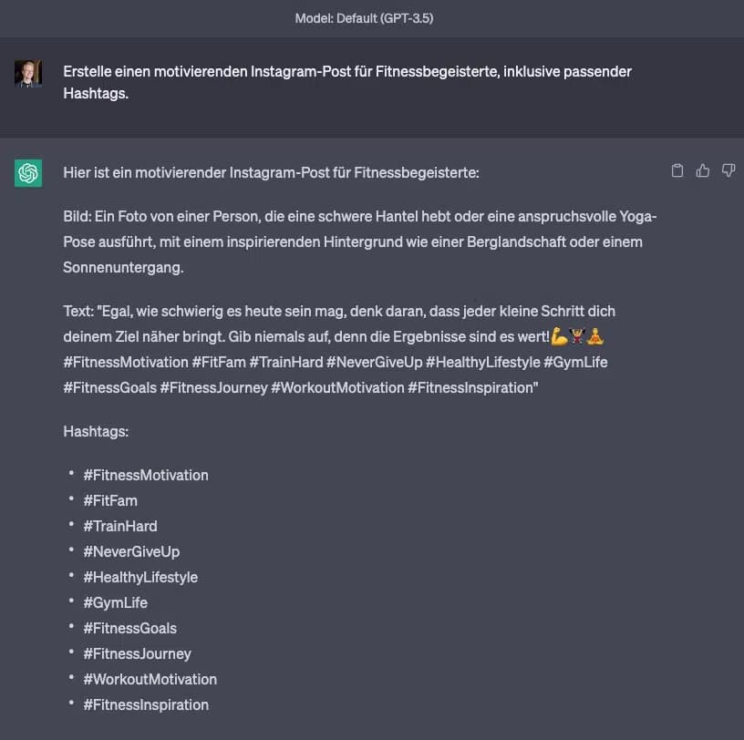 ChatGPT erstellt Social Media Posts