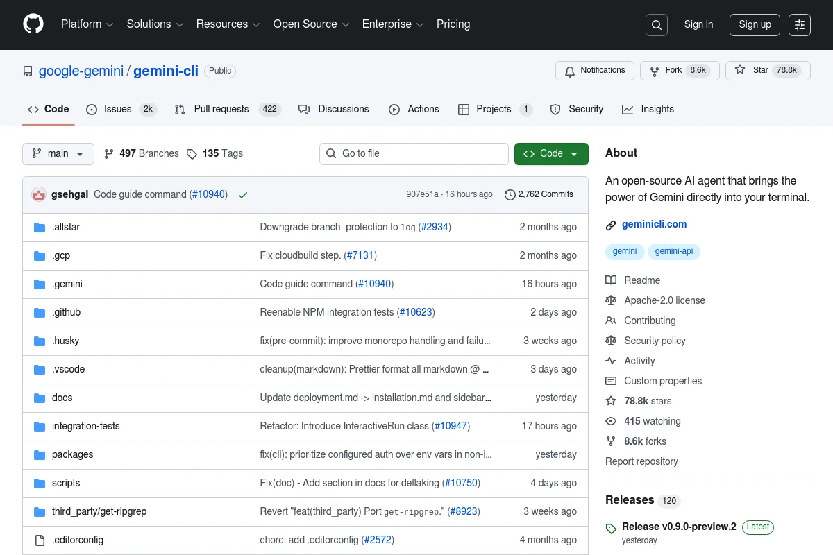 Screenshot der offiziellen Gemini CLI Website von Google DeepMind