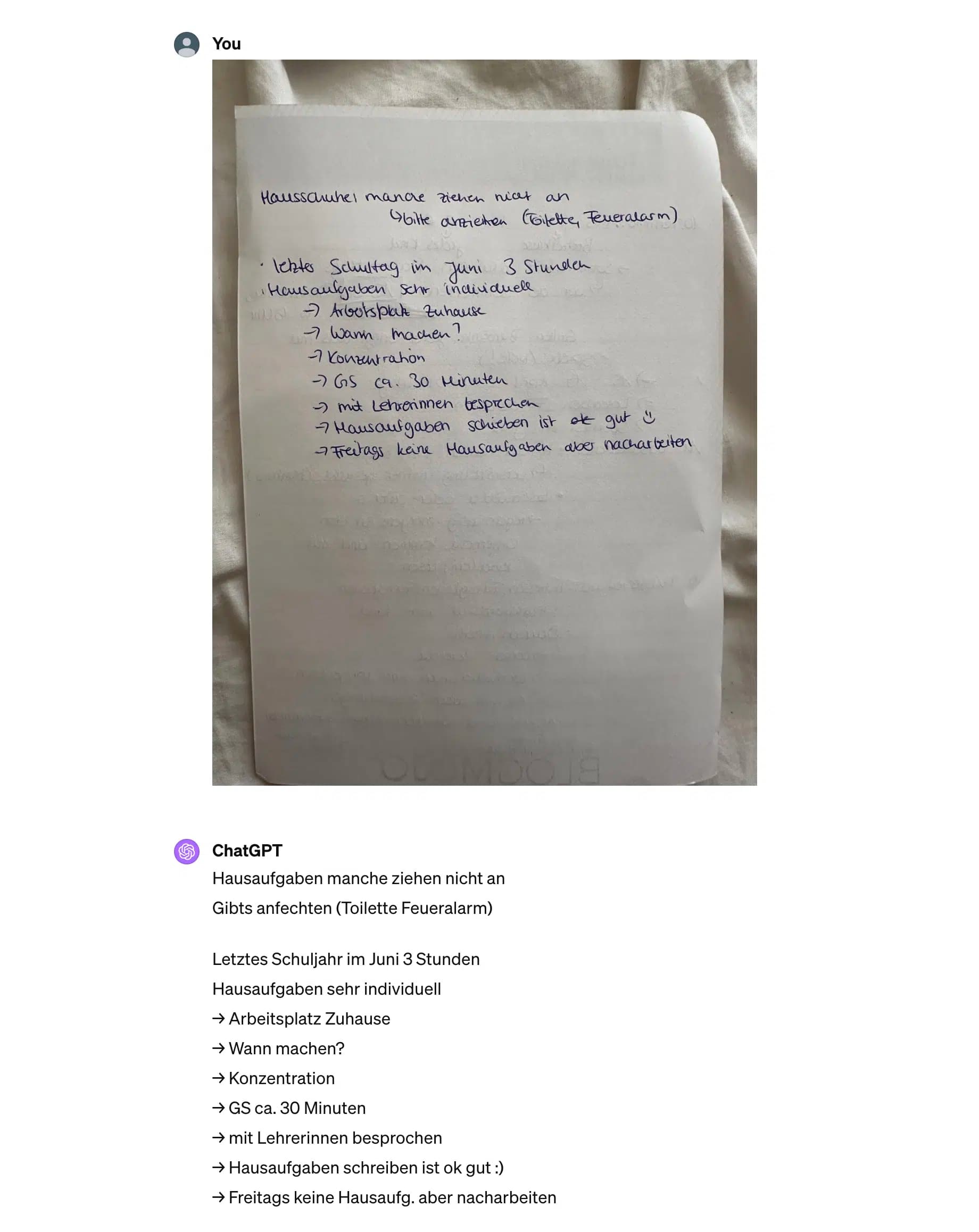 GPT-4 Handschrift auslesen