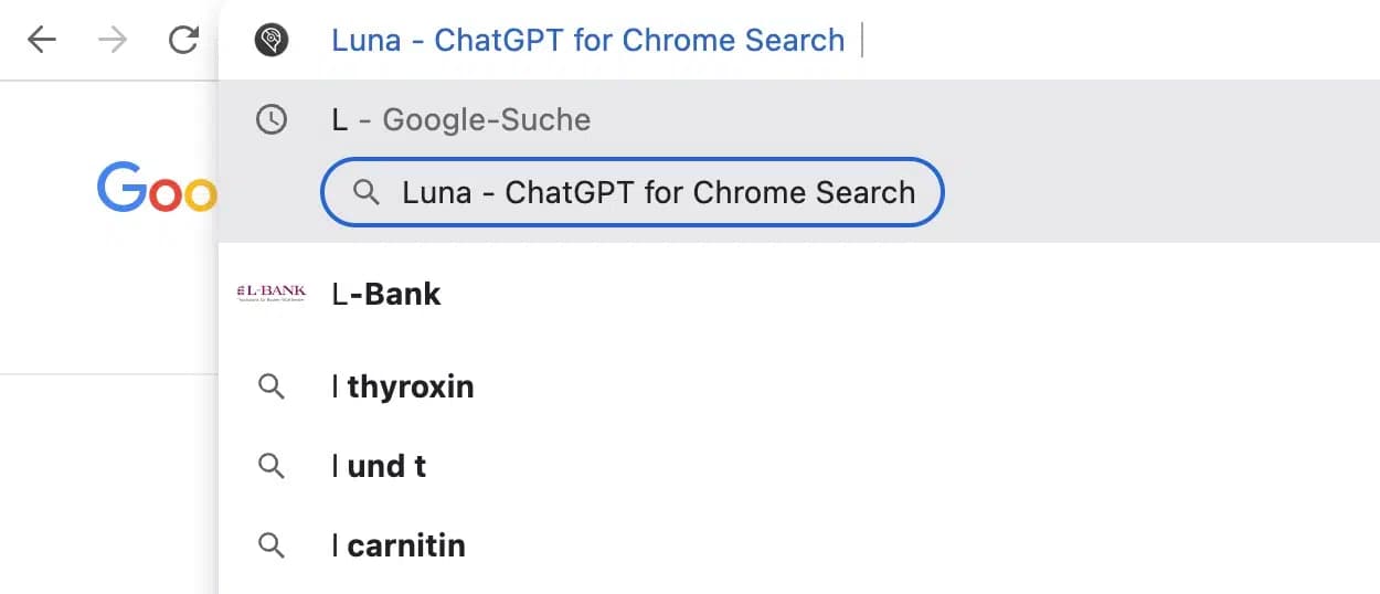 Luna - Chat GPT for Chrome Search Browser-Erweiterung