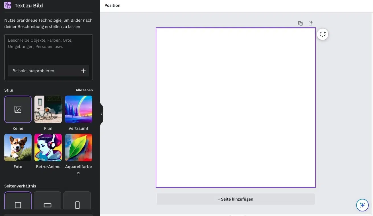 Canva Benutzeroberfläche für einfache Bildbearbeitung und Design