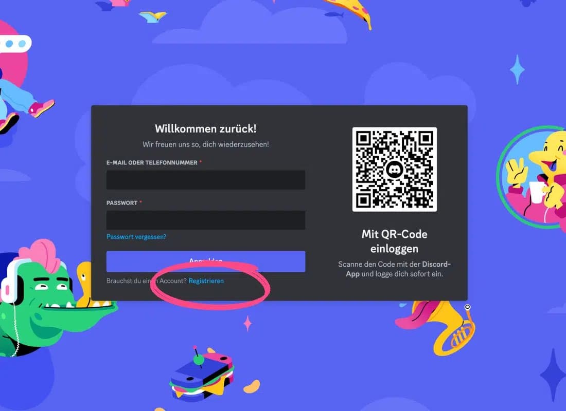 Discord Anmeldung für Midjourney - Registrierungsformular