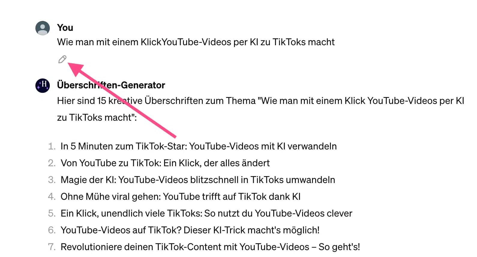 Prompts in ChatGPT nach Generierung ändern