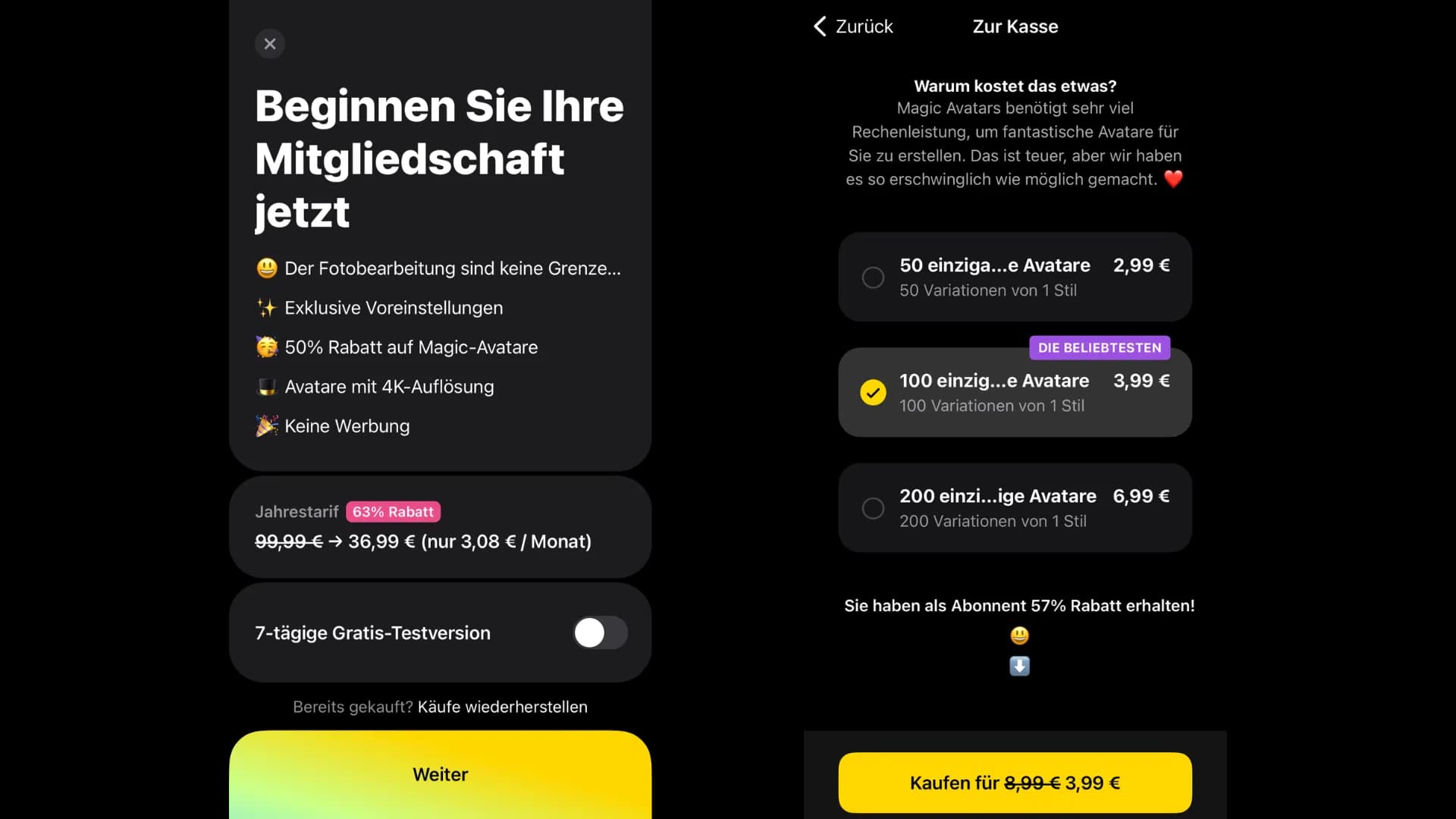 Lensa AI pricing overview