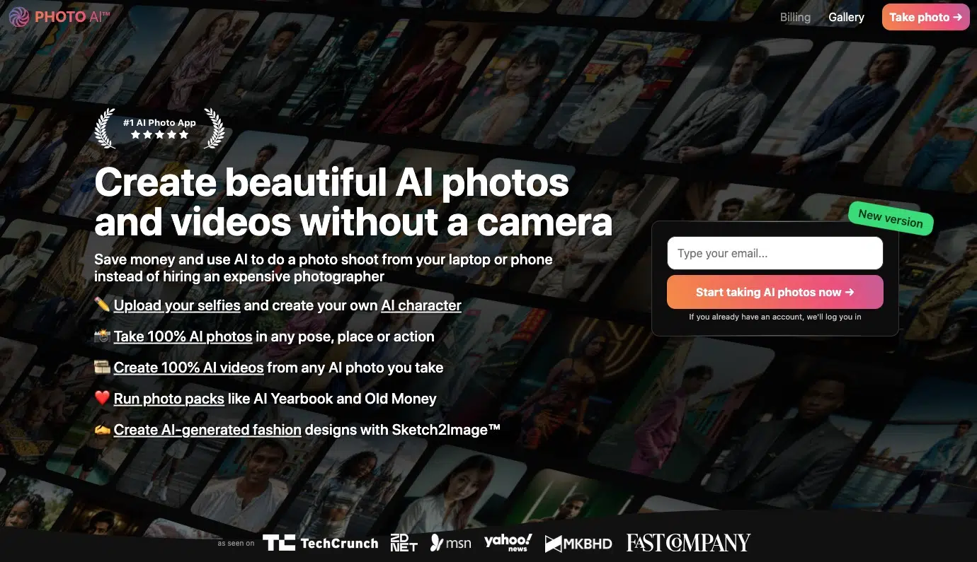 Photo AI landing page