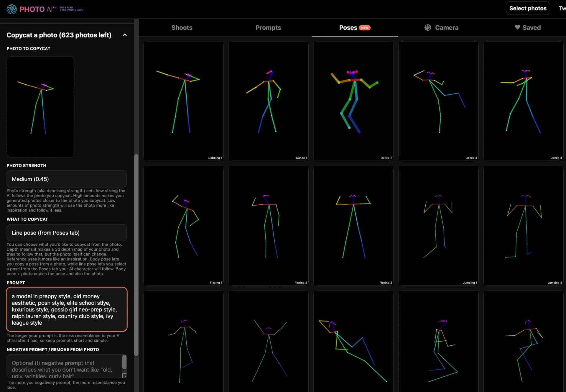 Photo AI selection of different poses for portraits