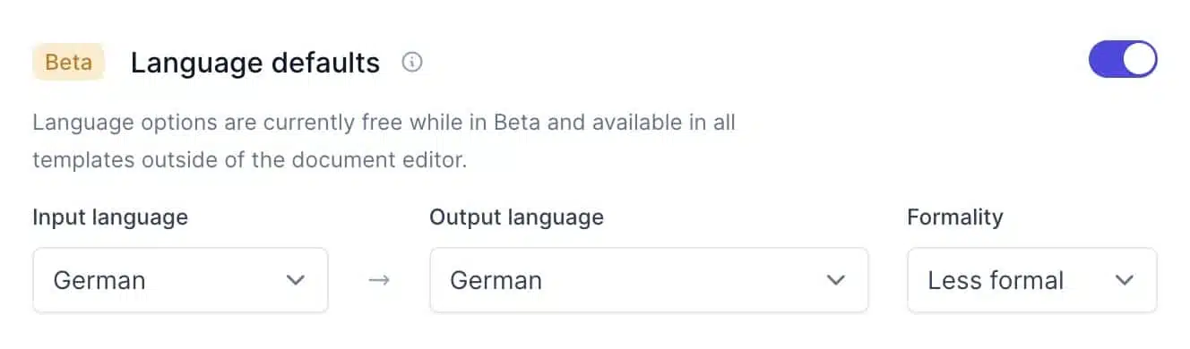 Jasper language settings