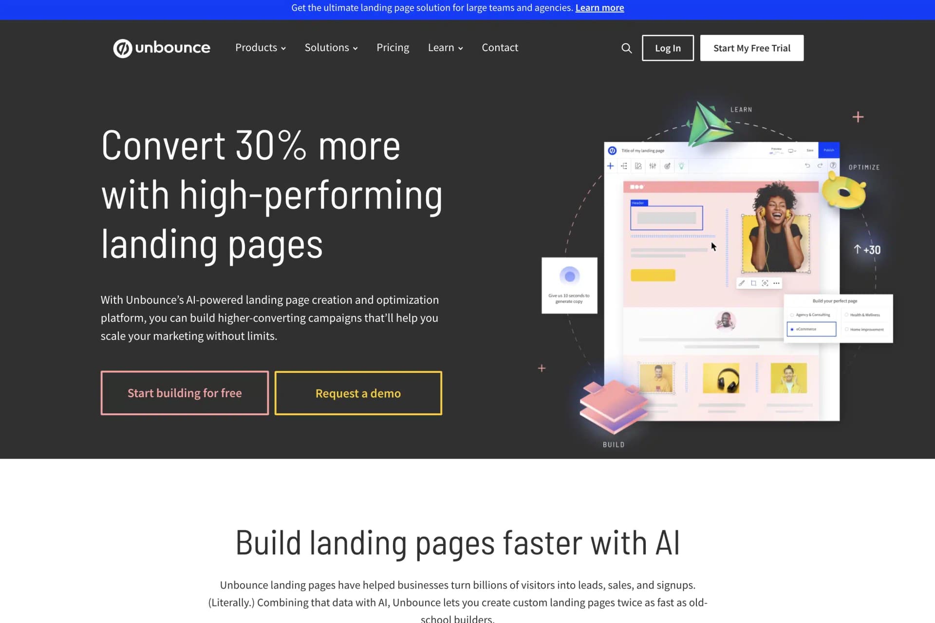 Unbounce Smart Builder interface