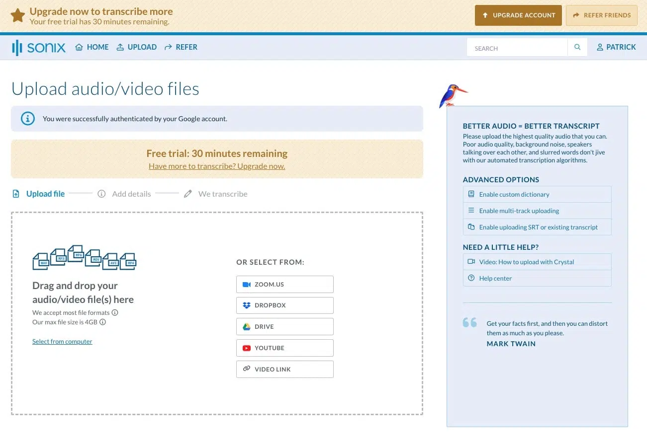 Sonix User Interface