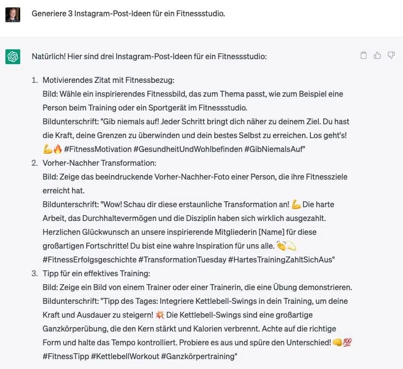 ChatGPT social media content ideas generator