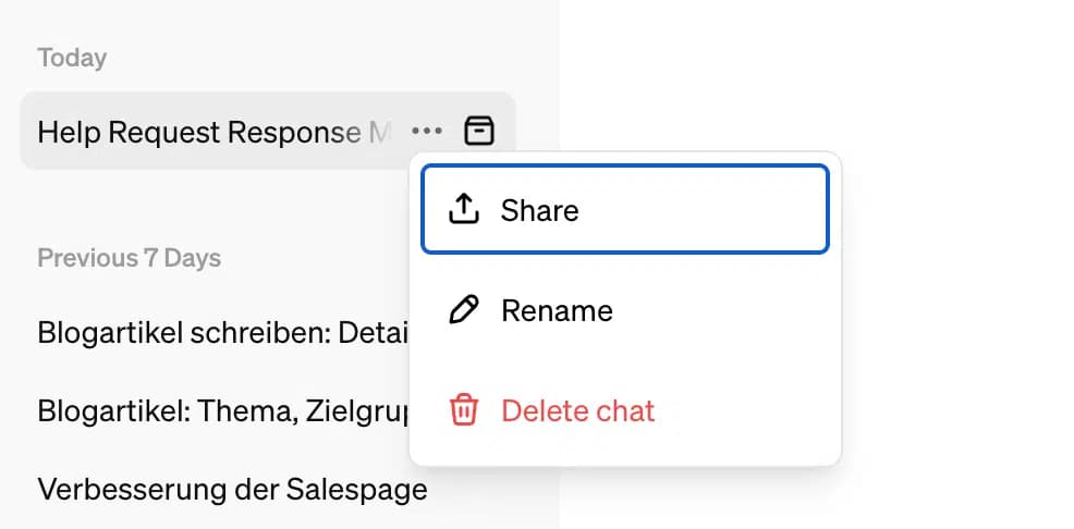 ChatGPT share function