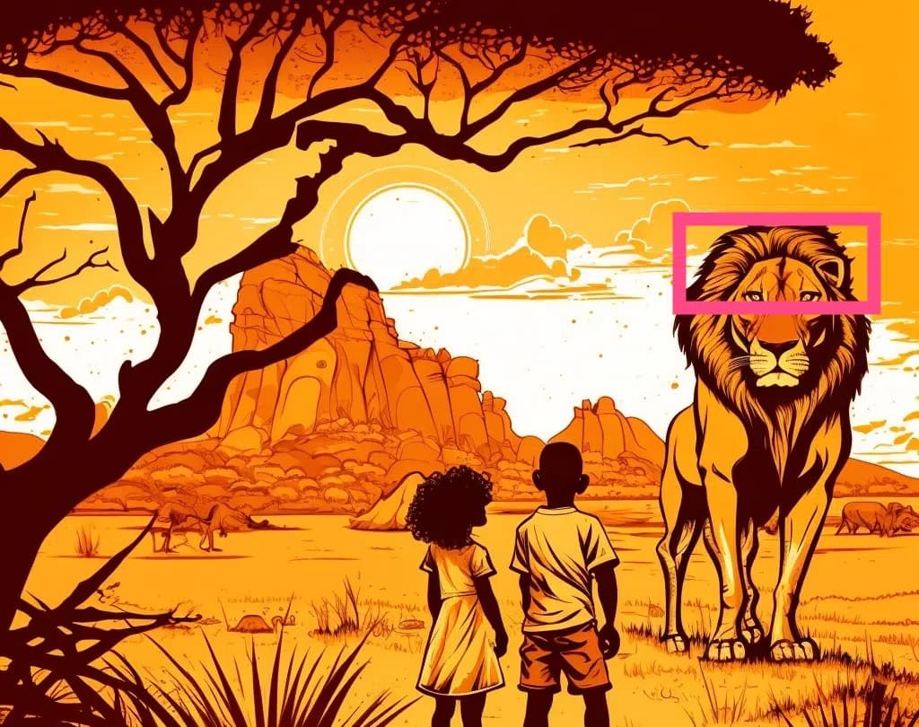 AI image of a lion with only one ear