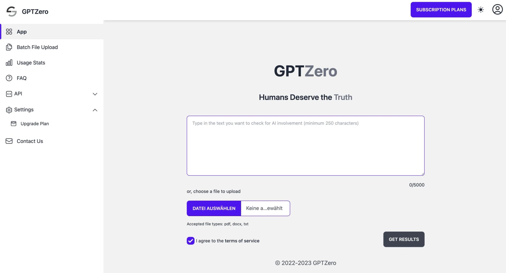 GPTZero AI content detector for detecting AI-generated text