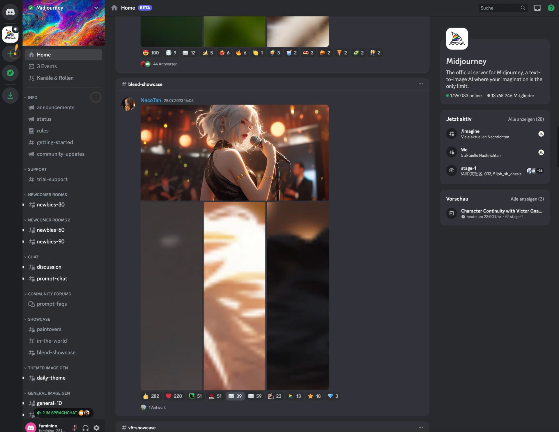 Midjourney home screen after signing up