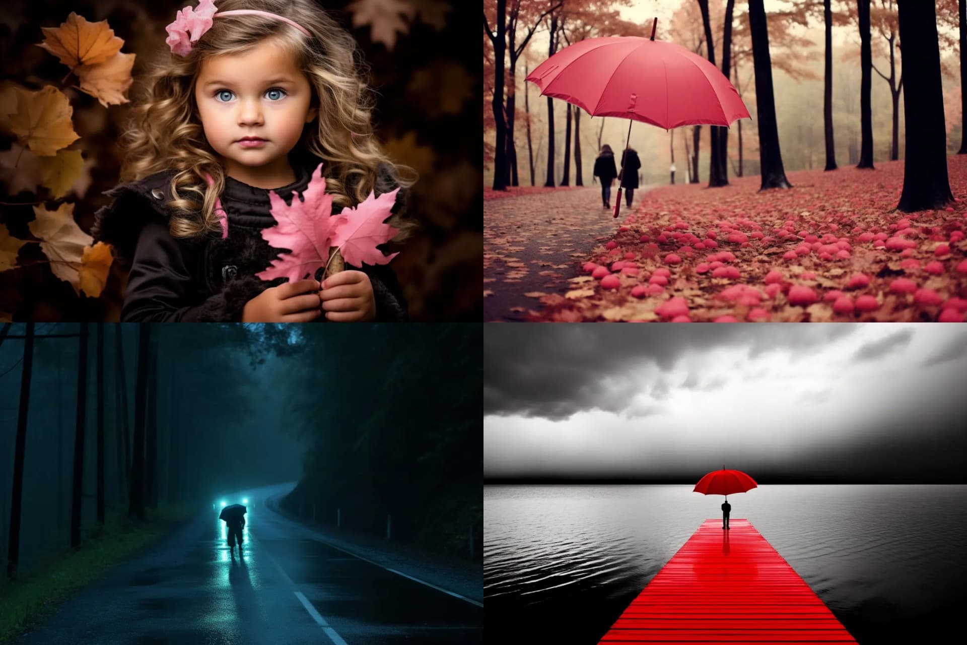 girl with umbrella in rain --ar 3:2 --chaos 75