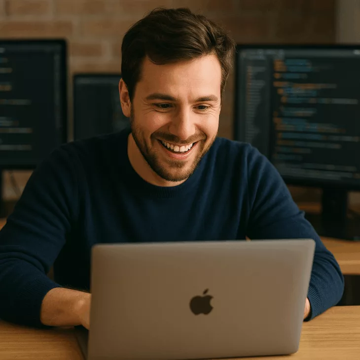 Happy person working efficiently with n8n