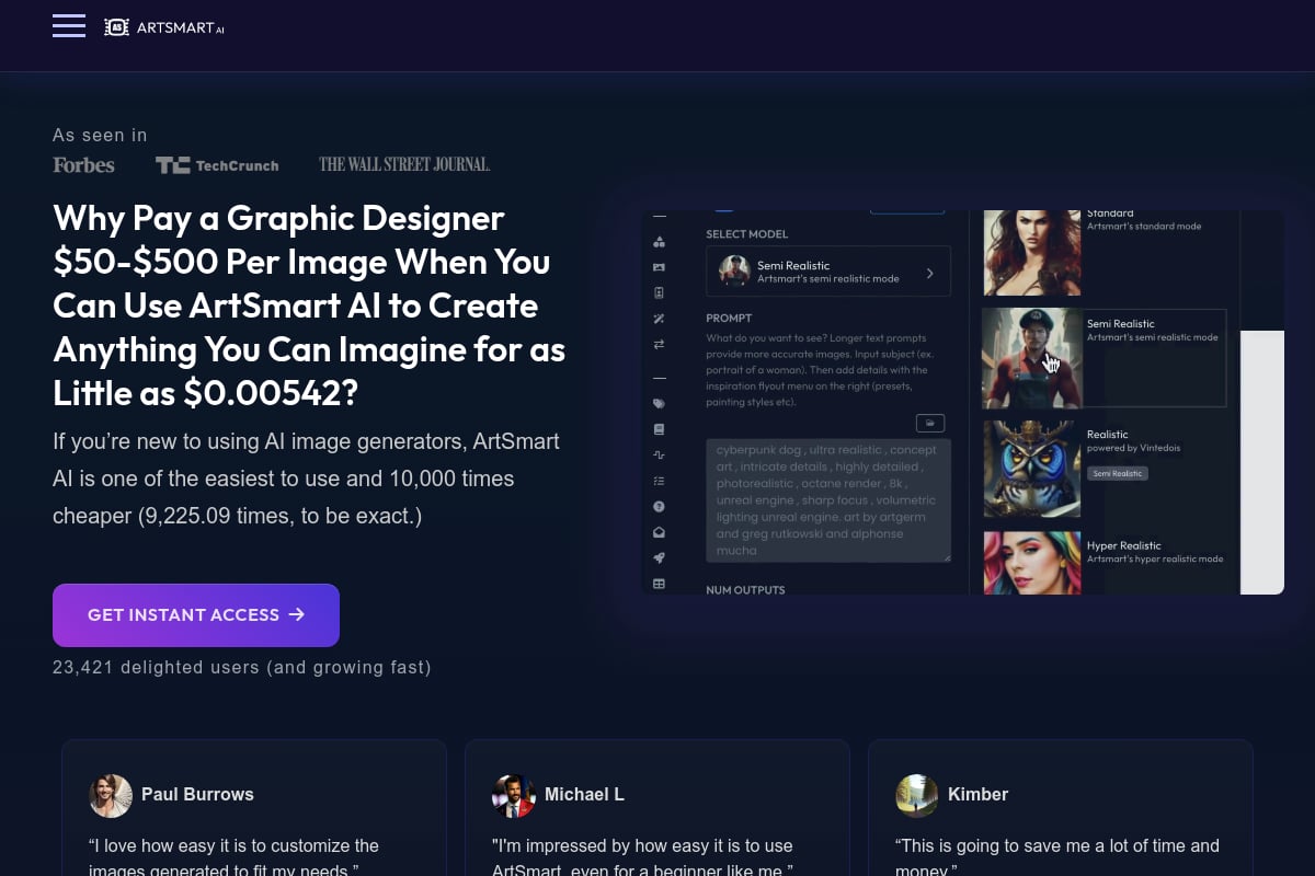 Screenshot von ArtSmart.ai