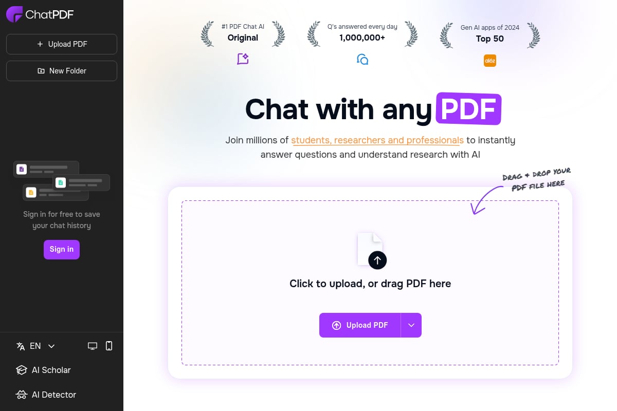Screenshot von ChatPDF