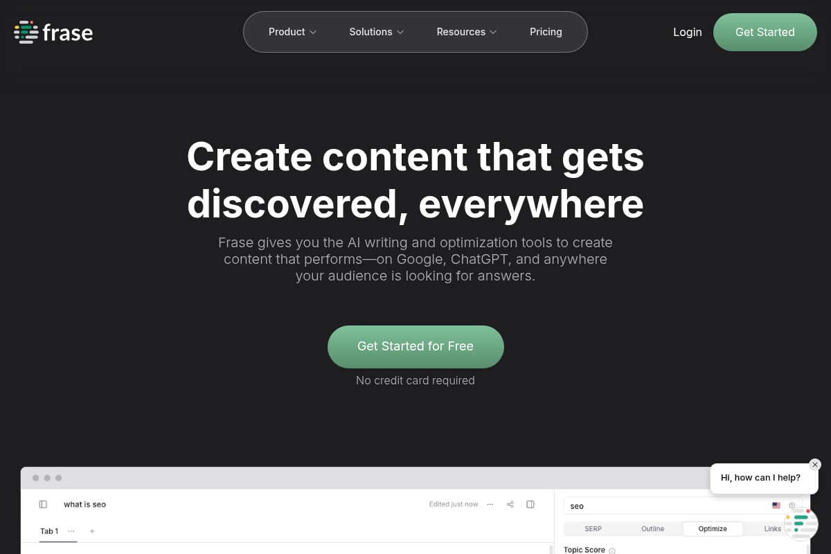 Screenshot von Frase.io