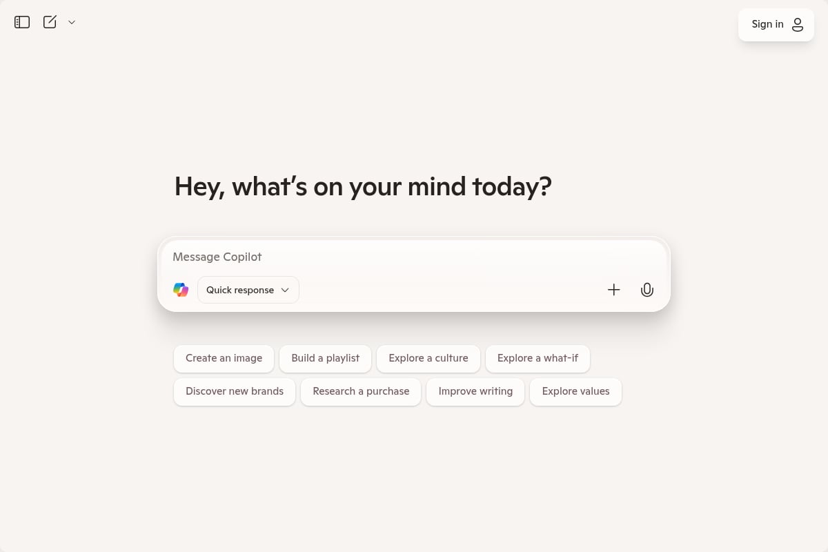 Screenshot von Microsoft Copilot