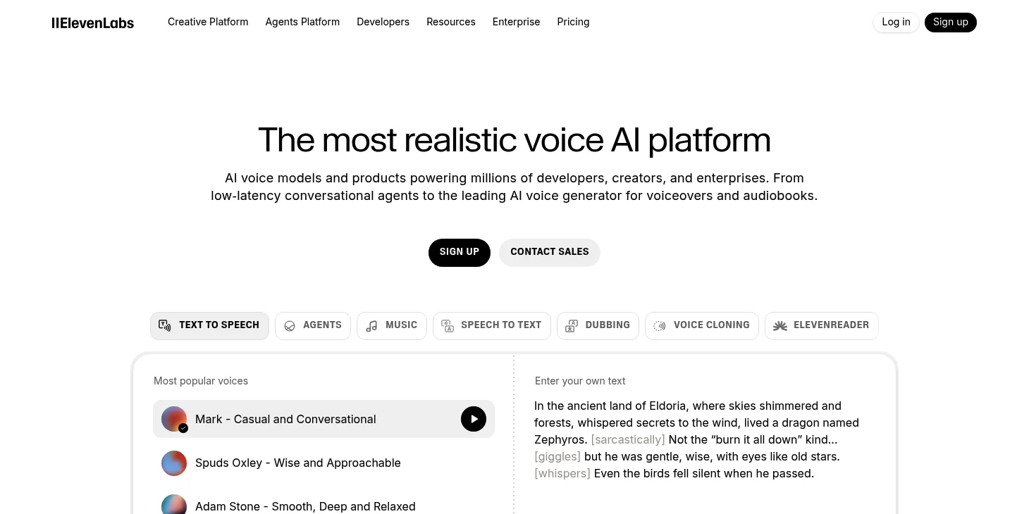 ElevenLabs - KI-Plattform für Stimmen, Musik und Transkription