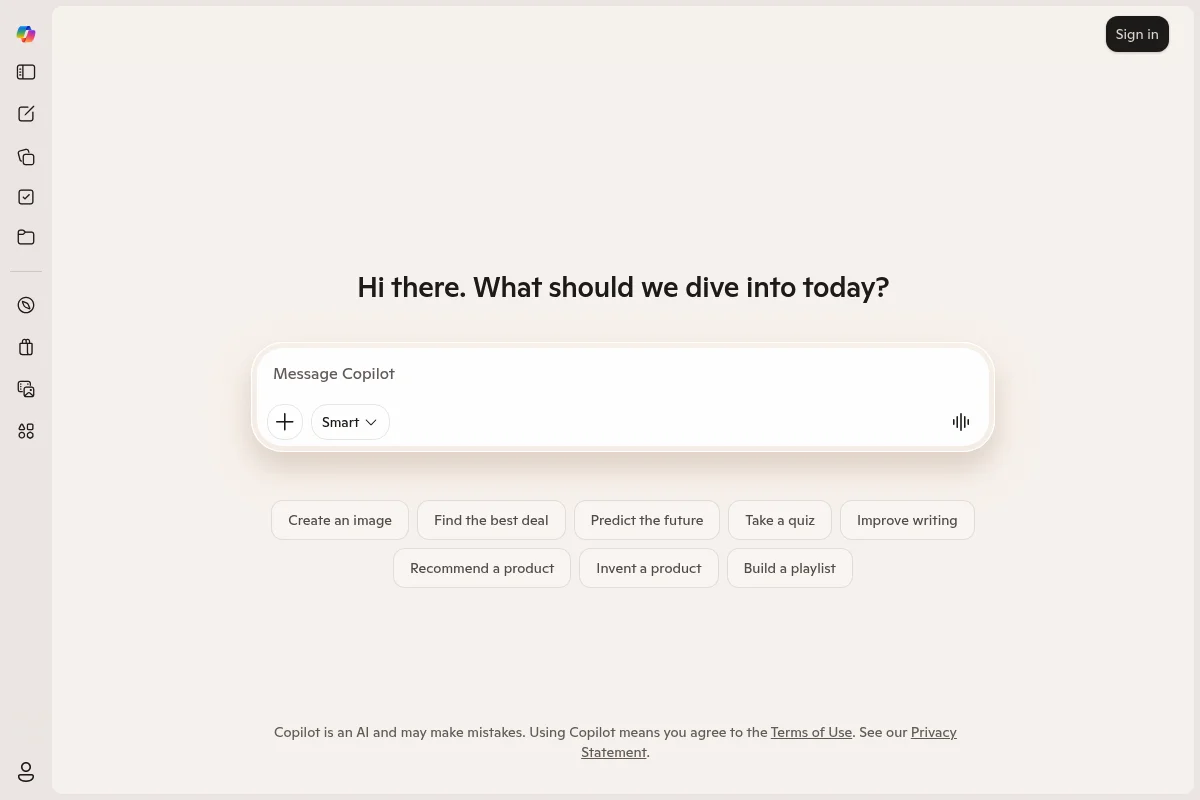 Microsoft Copilot Interface 2026