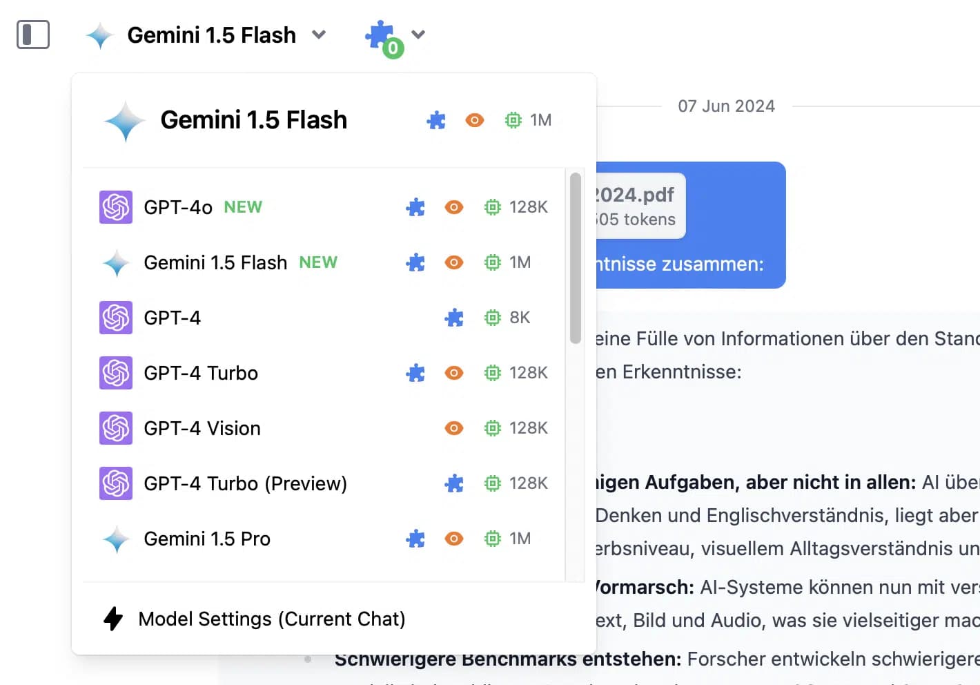 Modellauswahl bei TypingMind