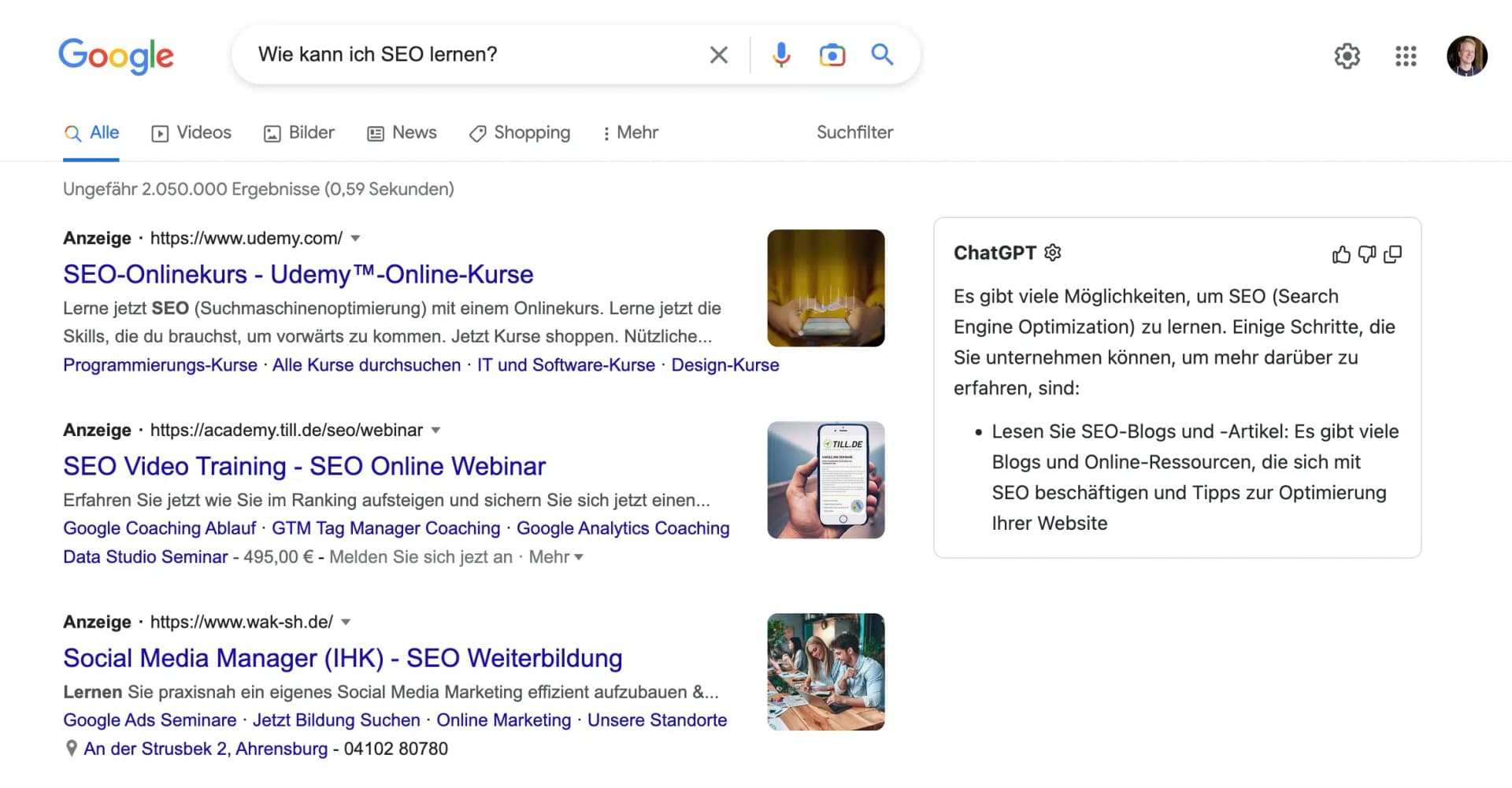 ChatGPT for Google Browser-Erweiterung