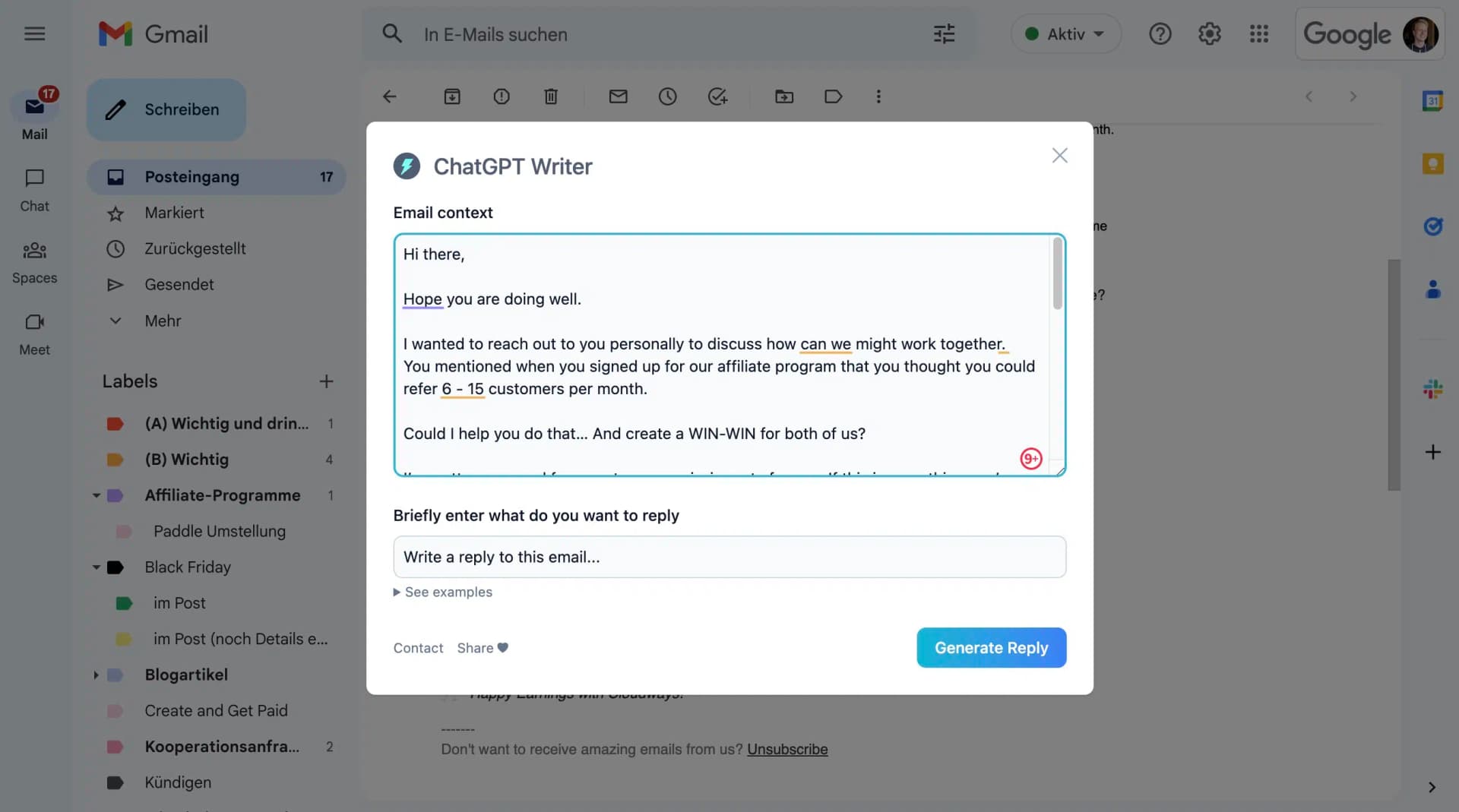 ChatGTP Writer Browser-Erweiterung