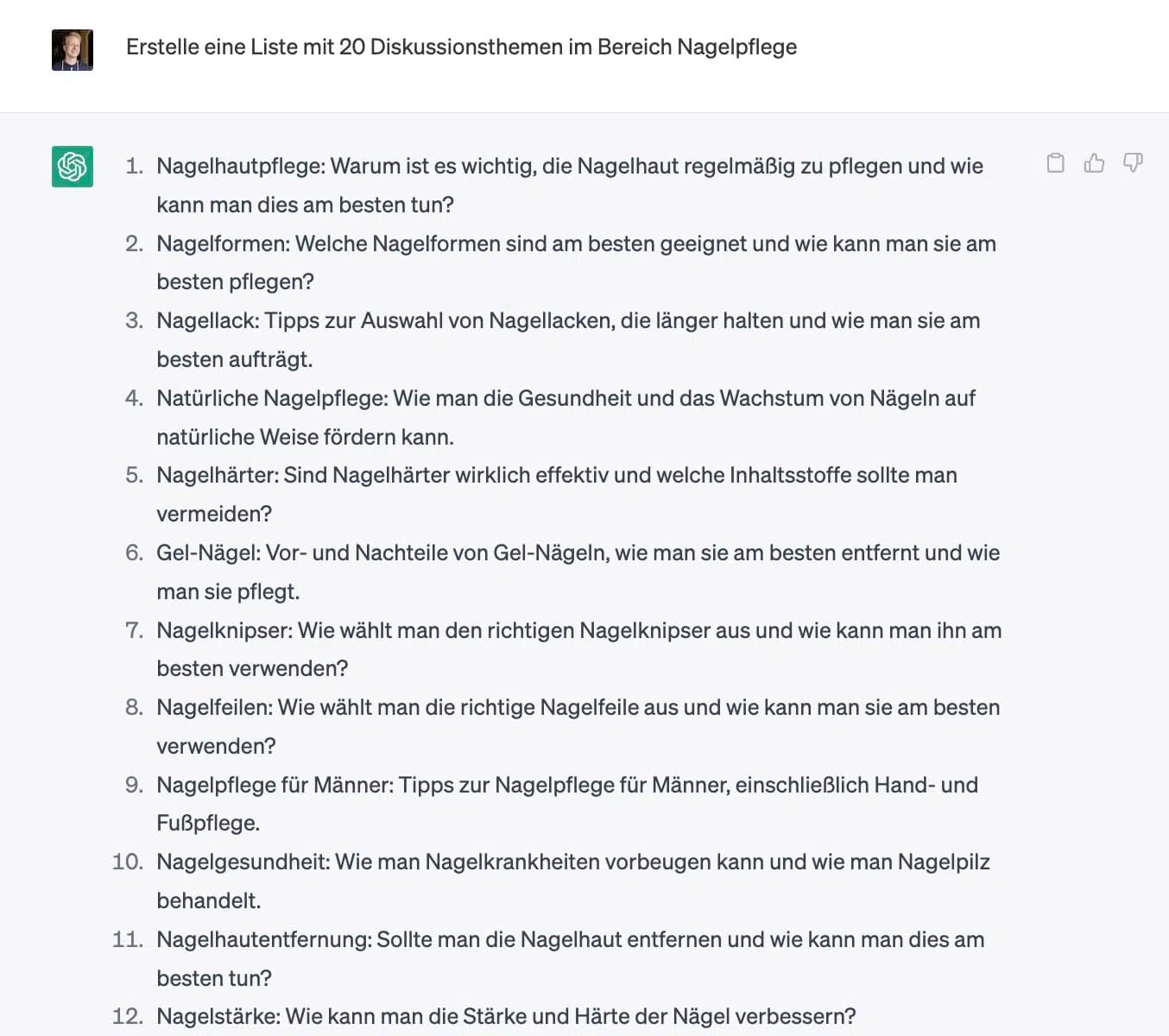 Mit ChatGPT Diskussionsthemen für Instagram finden
