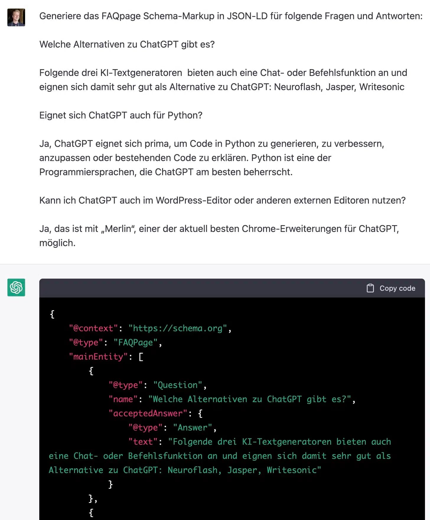Mit ChatGPT strukturierte Daten erzeugen
