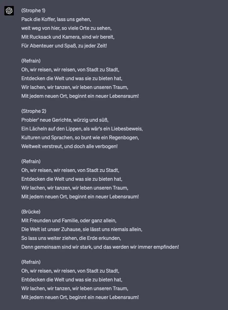 ChatGPT TikTok Songtexte