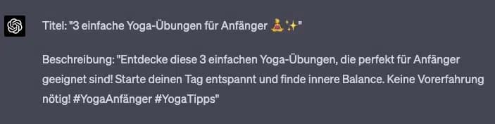 ChatGPT TikTok Titel und Beschreibungen