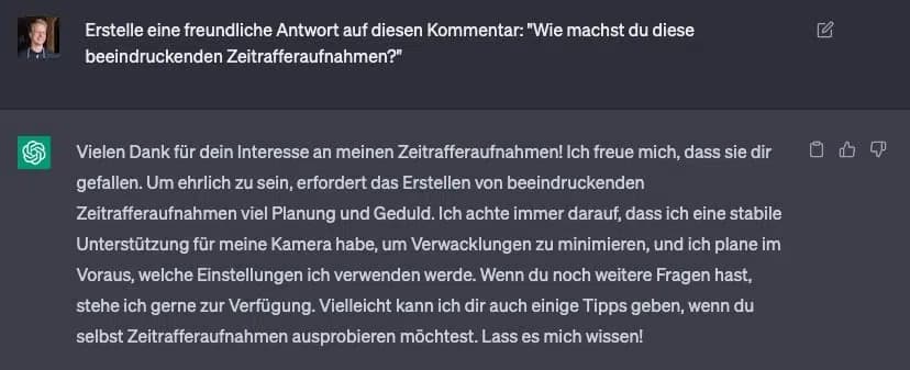 ChatGPT YouTube Kommentare