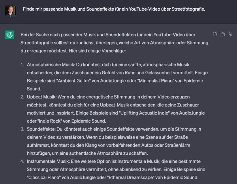 ChatGPT YouTube Musik