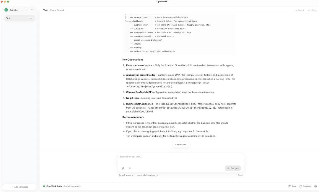 OpenWork Desktop-App mit Skills, Konnektoren und Chrome-Steuerung