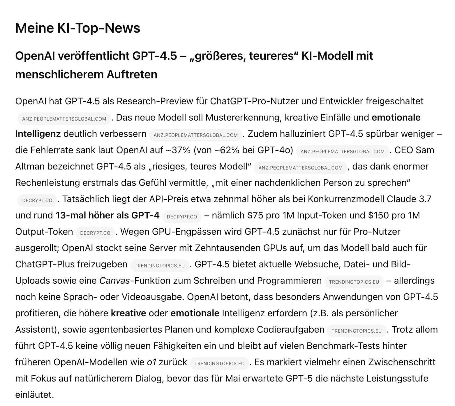ChatGPT Deep Research für KI-News