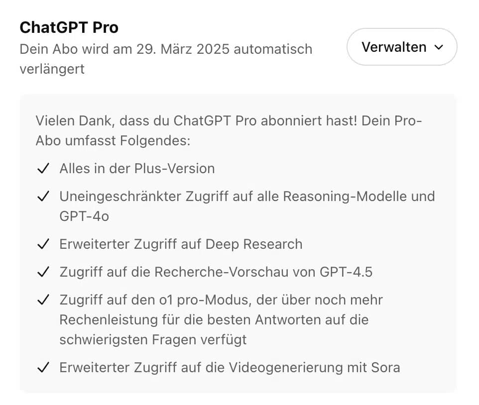 Übersicht über alle Features von ChatGPT Pro