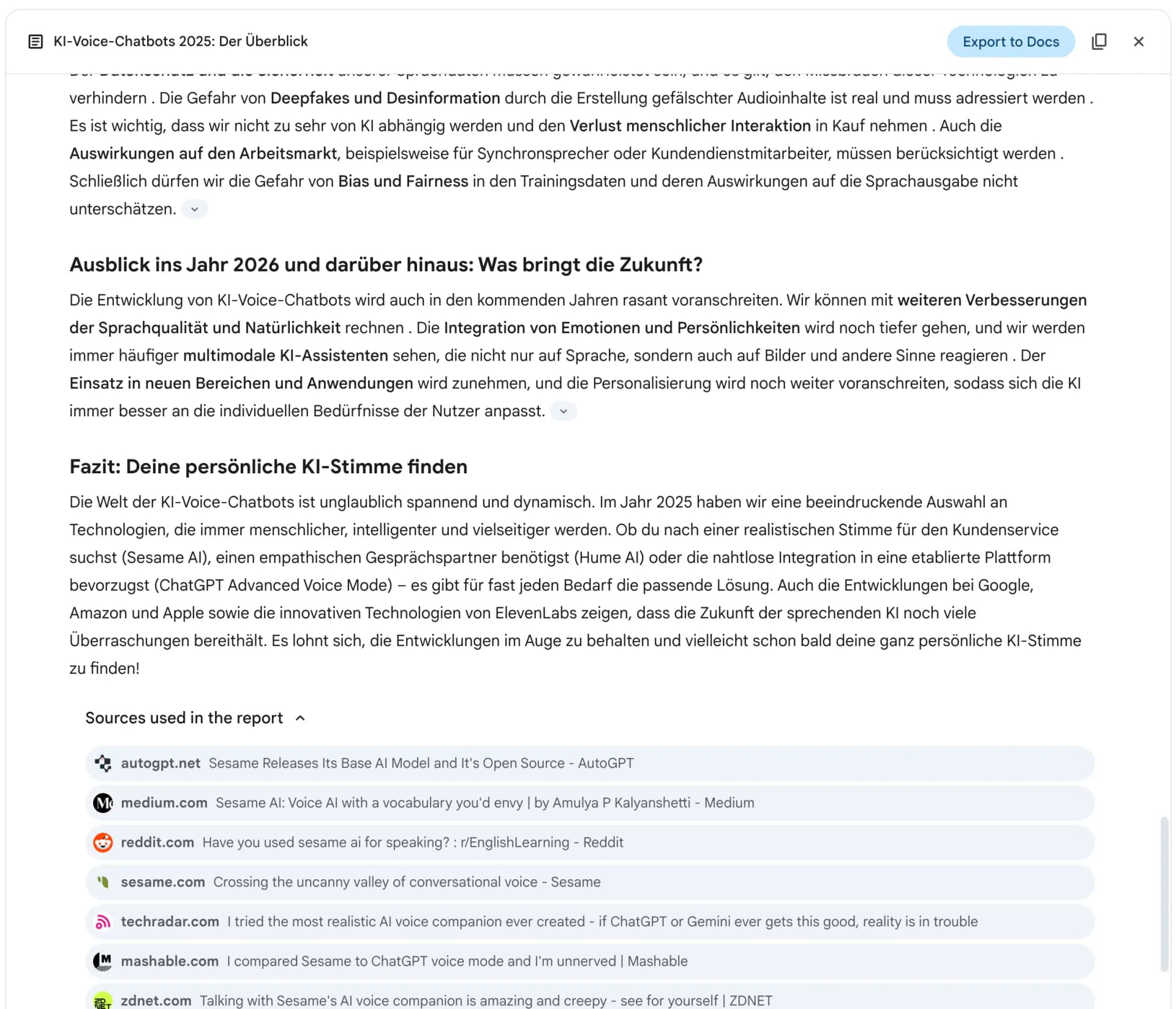 Deep Research bei Gemini Advanced