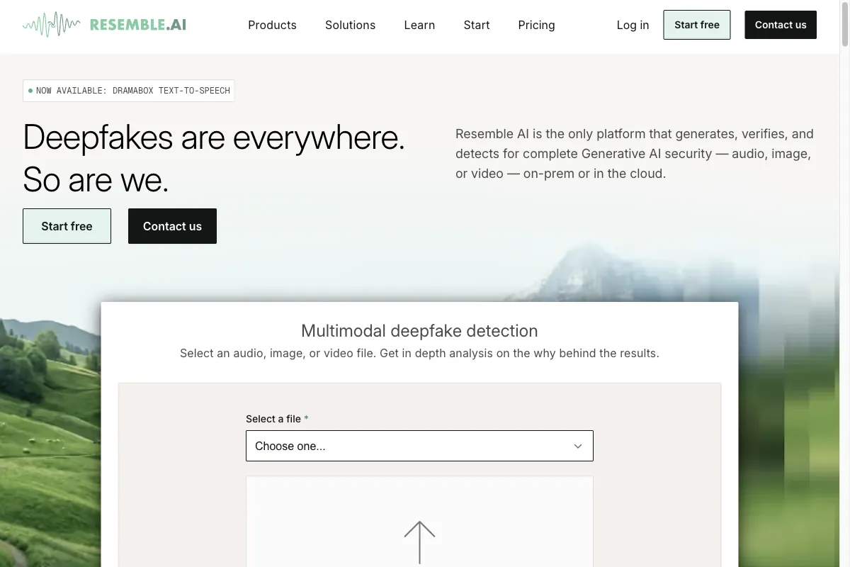 Die Startseite von Resemble AI mit Voice Cloning und Realtime Voice Conversion