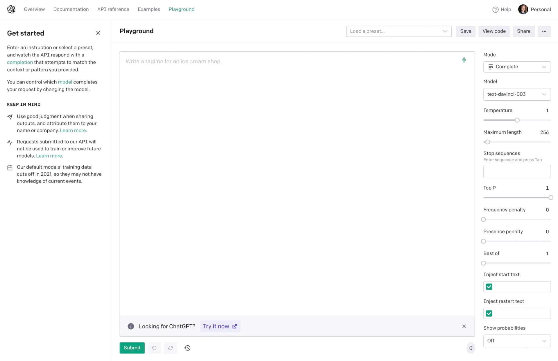 OpenAI Playground