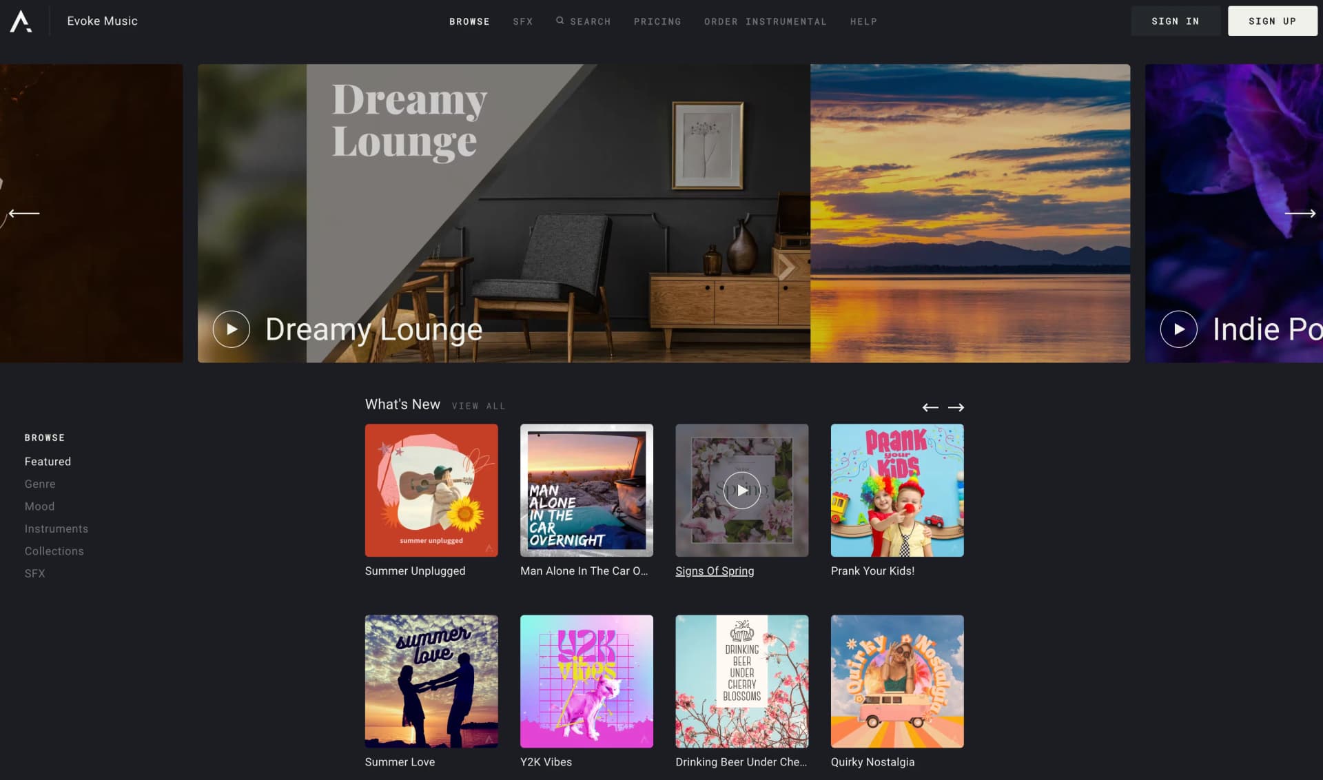 Evoke Music KI-Musikbibliothek mit vorgenerierter Musik