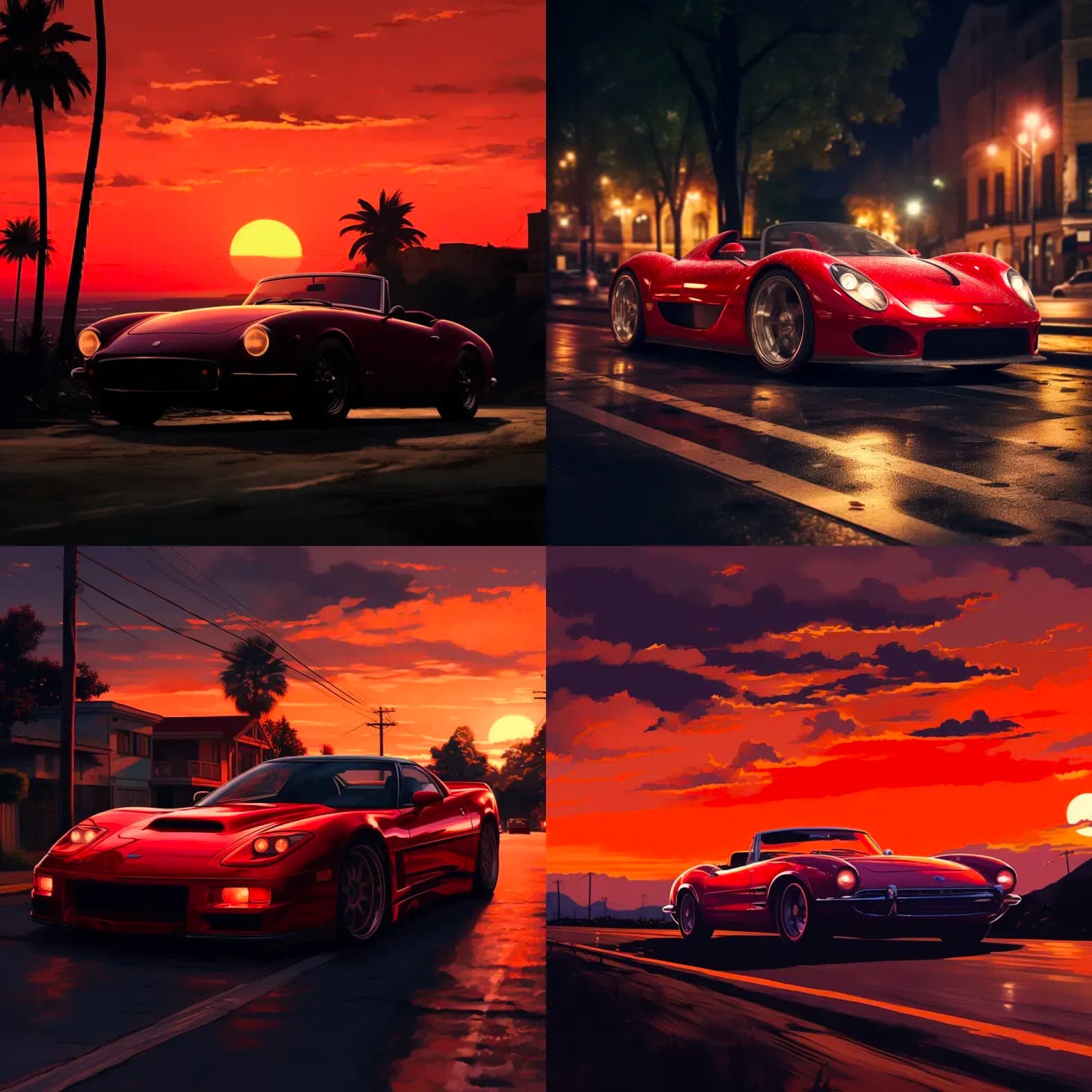 red sportscar in twilight --seed 658475843 --q .5