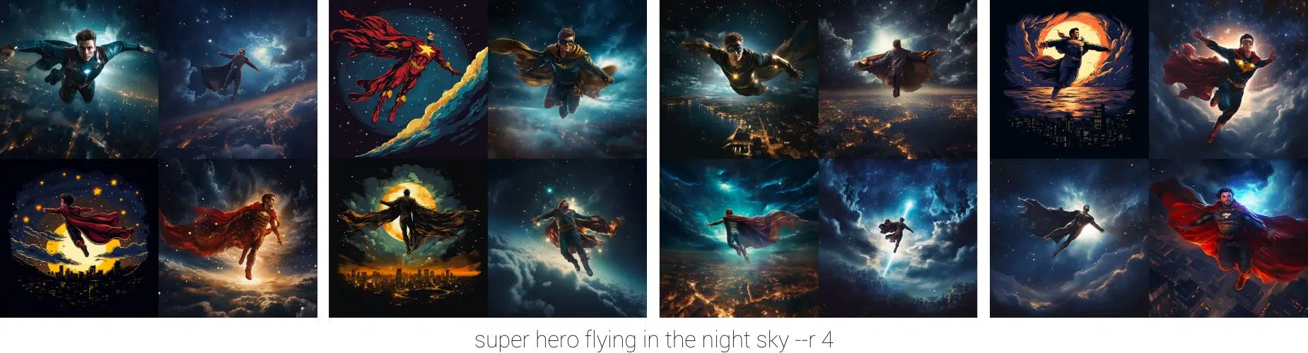 super hero flying in the night sky --r 4