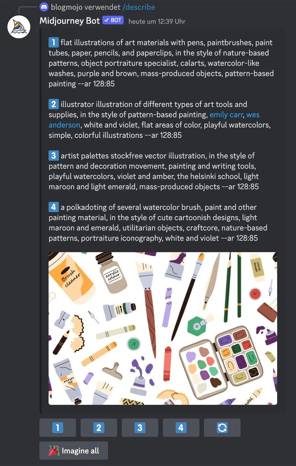 Beispiel für /describe generierte Prompts