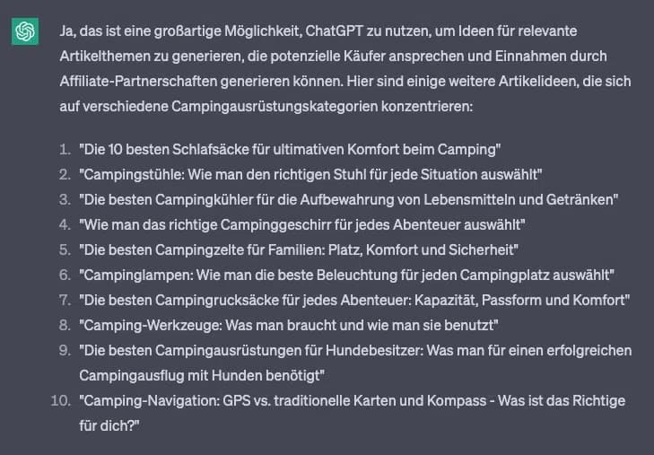 ChatGPT für Affiliate Marketing