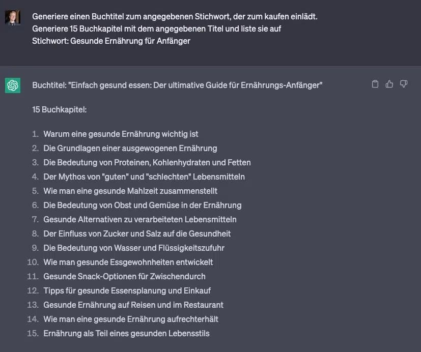 ChatGPT erstellt Buchinhalt