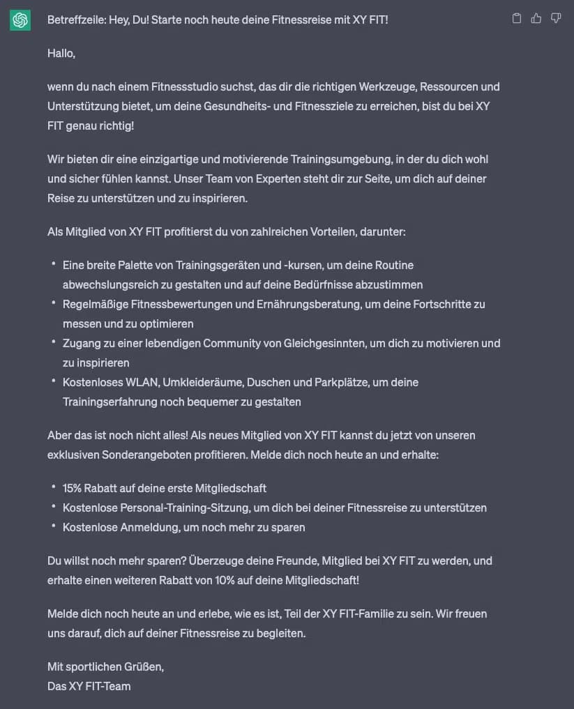 ChatGPT als Copywriter