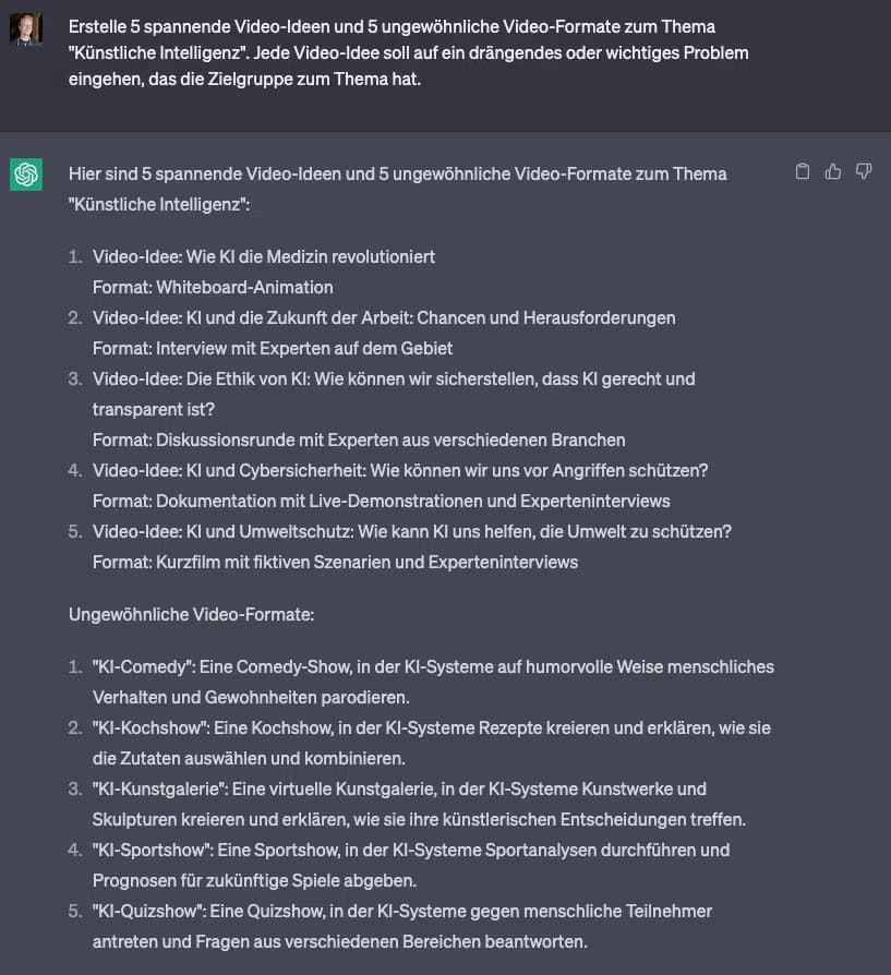 ChatGPT für YouTube Videos